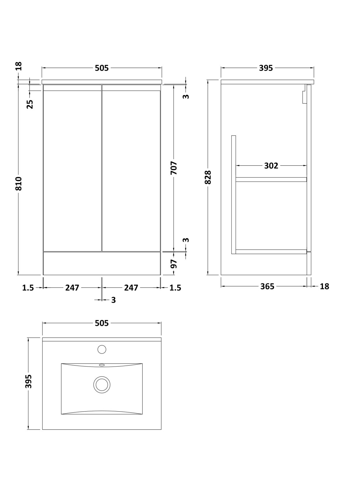 500mm Floor Standing 2 Door Vanity & Basin 2 - Image 3