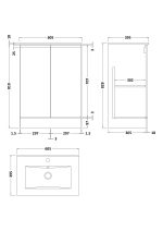 600mm Floor Standing 2 Door Vanity & Basin 2 - Image 3