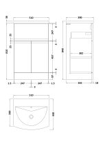 500mm Floor Standing 2 Door/Drawer Vanity Unit & Basin 4 - Image 3