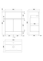 600mm Floor Standing 2-Door/Drawer Vanity Unit & Basin 1 - Image 3