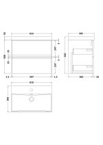 600mm Wall Hung 2-Drawer Vanity Unit & Basin 3 - Image 4
