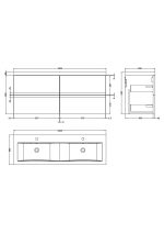 1200 Wall Hung 4 Drawer Vanity & Double Basin - Image 3