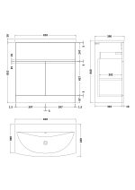 800mm Floor Standing 2 Door Vanity Unit & Basin 4 - Image 3
