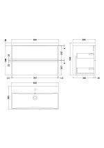800mm Wall Hung 2-Drawer Vanity Unit & Basin 3 - Image 4
