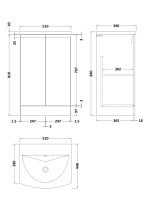500mm Floor Standing 2 Door Vanity Unit & Basin 4 - Image 3
