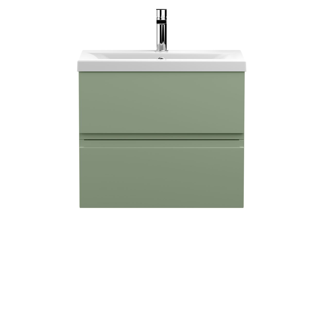 600mm Wall Hung 2 Drawer Unit & Basin 1 - Image 1