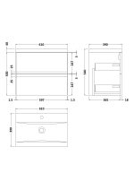 600mm Wall Hung 2 Drawer Unit & Basin 1 - Image 3