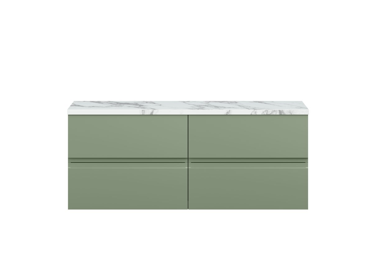1200mm Wall Hung 4-Drawer Unit & Laminate Worktop - Image 1