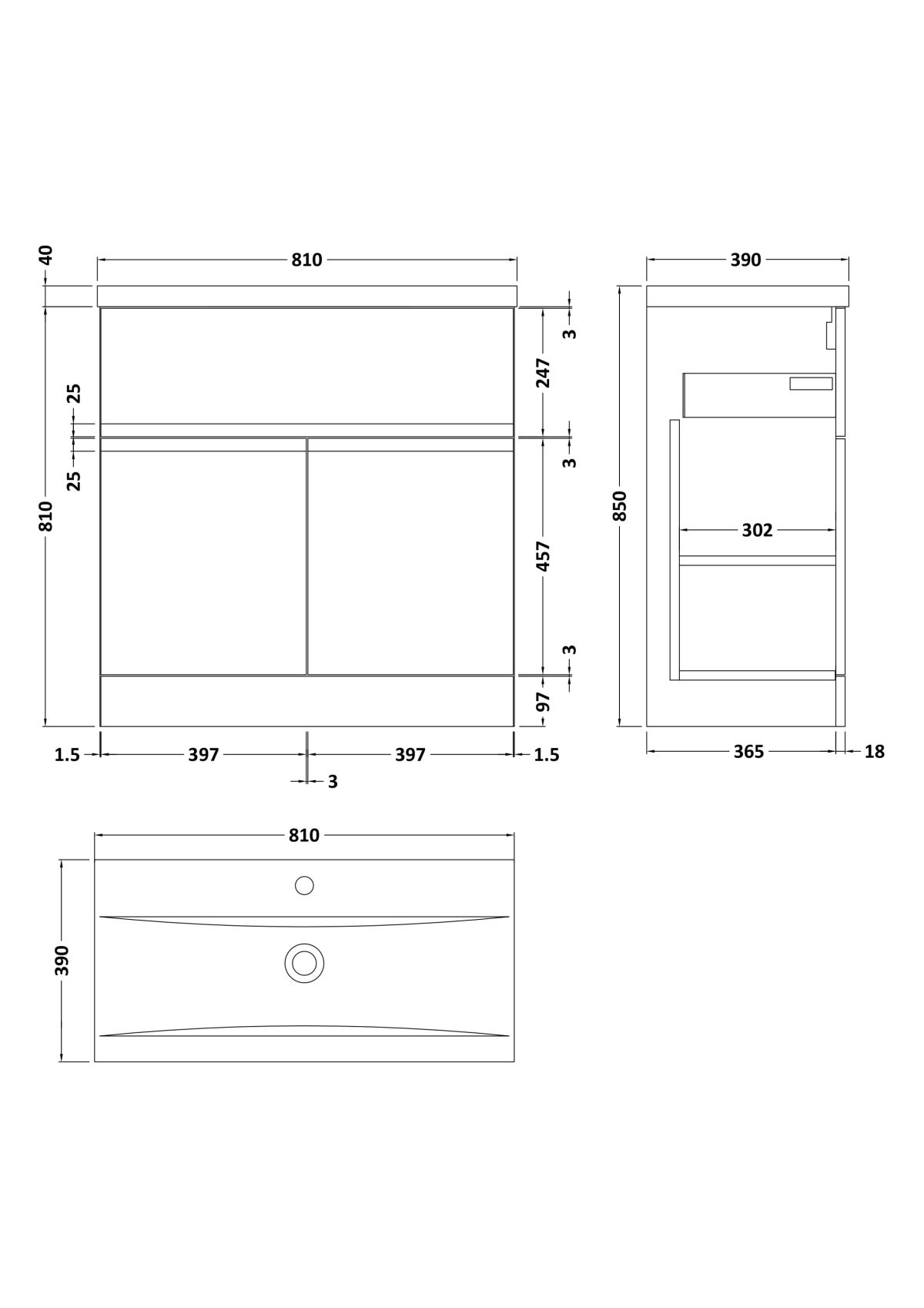 800mm Floor Standing 2 Door/Drawer Unit & Basin 1 - Image 3
