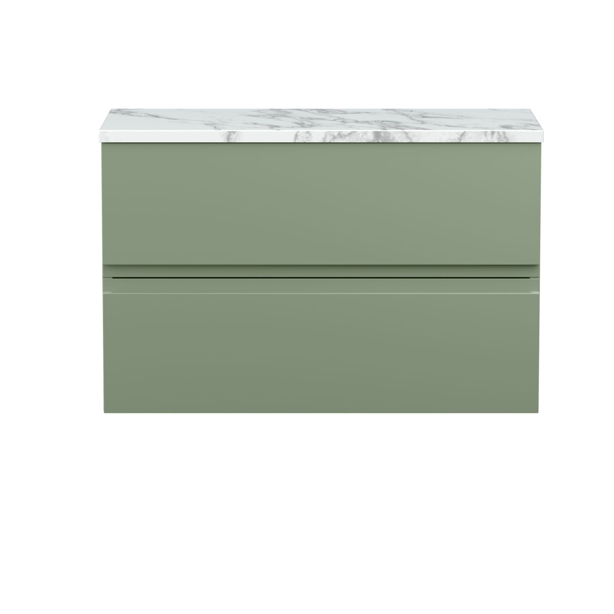 800mm Wall Hung 2-Drawer Unit & Laminate Worktop - Image 1