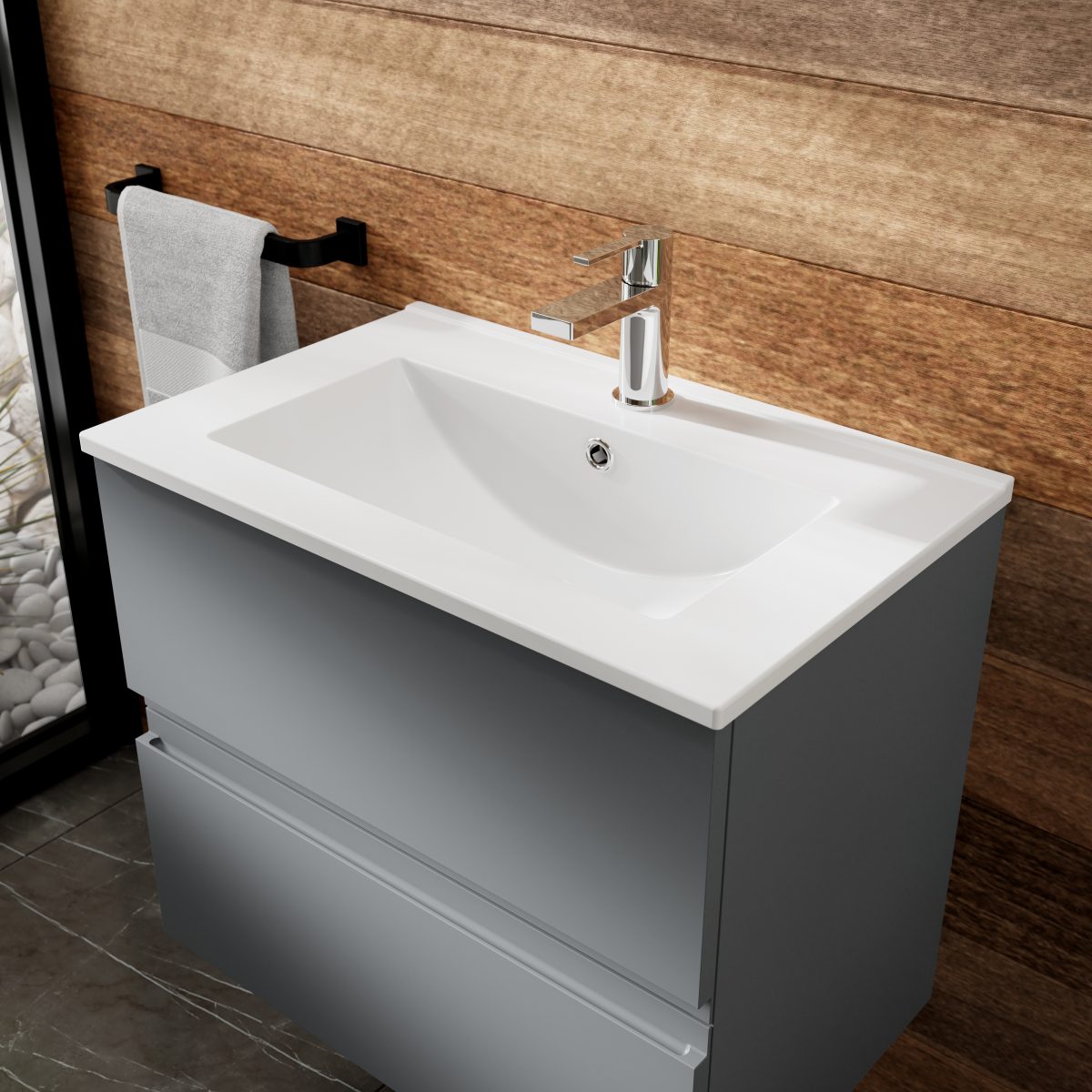 800mm Wall Hung 2-Drawer Vanity Unit & Basin 2 - Image 2