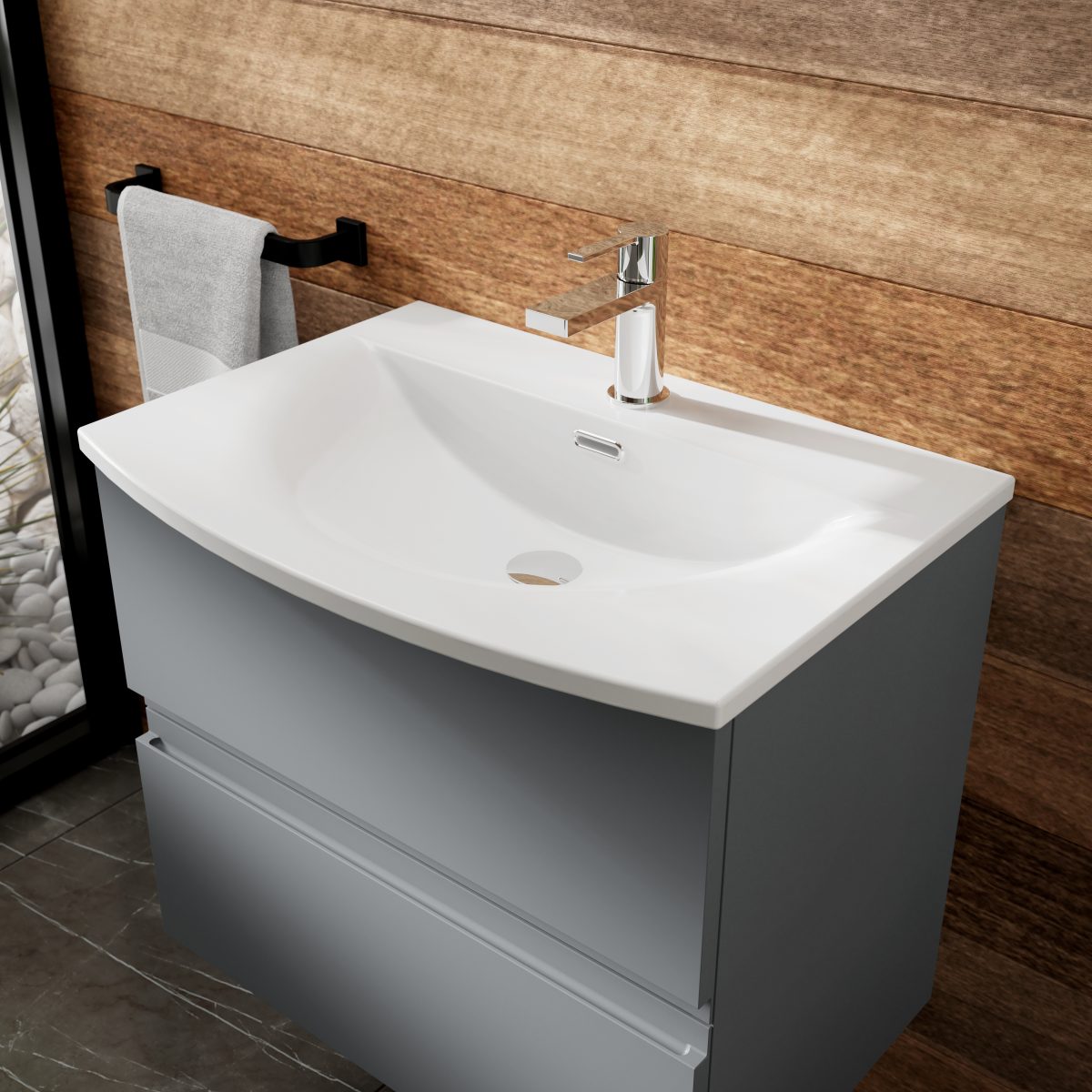 500mm Wall Hung 2 Drawer Vanity Unit & Basin 4 - Image 2