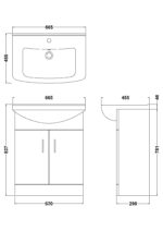 650mm Floor Standing Cabinet & Square Basin - Image 3
