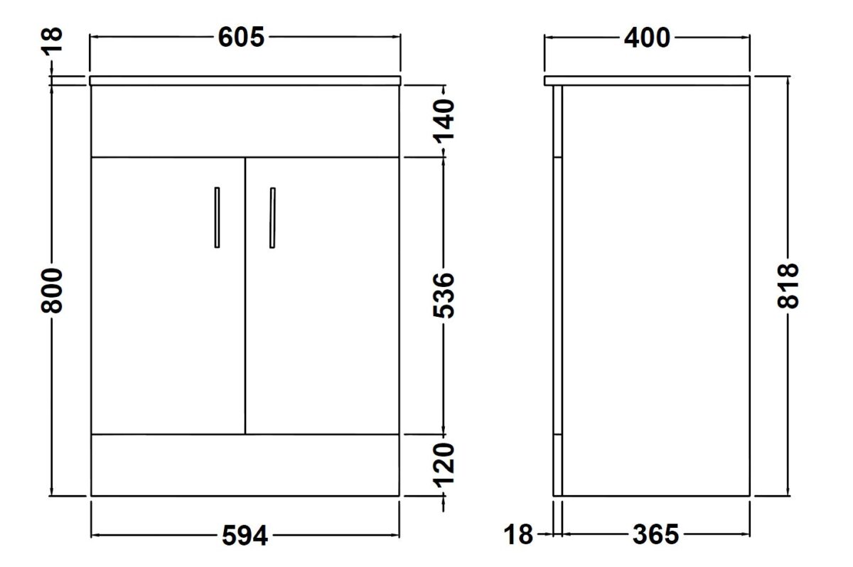 600mm Floor Standing Cabinet & Minimalist Basin - Image 4