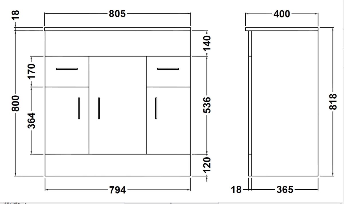 800mm Floor Standing Cabinet & Minimalist Basin - Image 3