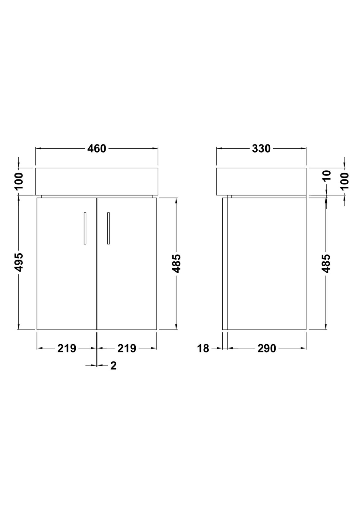 450mm Wall Hung Basin Unit - Image 3