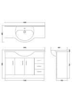 1200mm Floor Standing Cabinet & Round Basin - Image 3