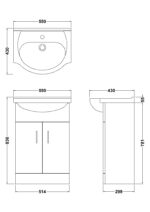 550mm Floor Standing Cabinet & Round Basin - Image 3