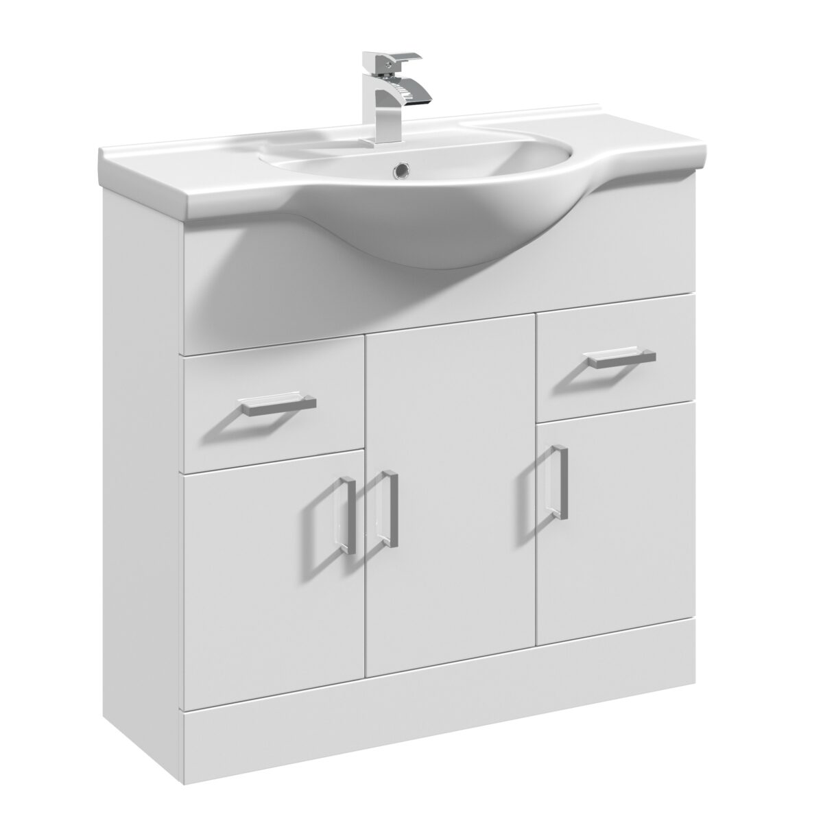 850mm Floor Standing Cabinet & Round Basin - Image 1