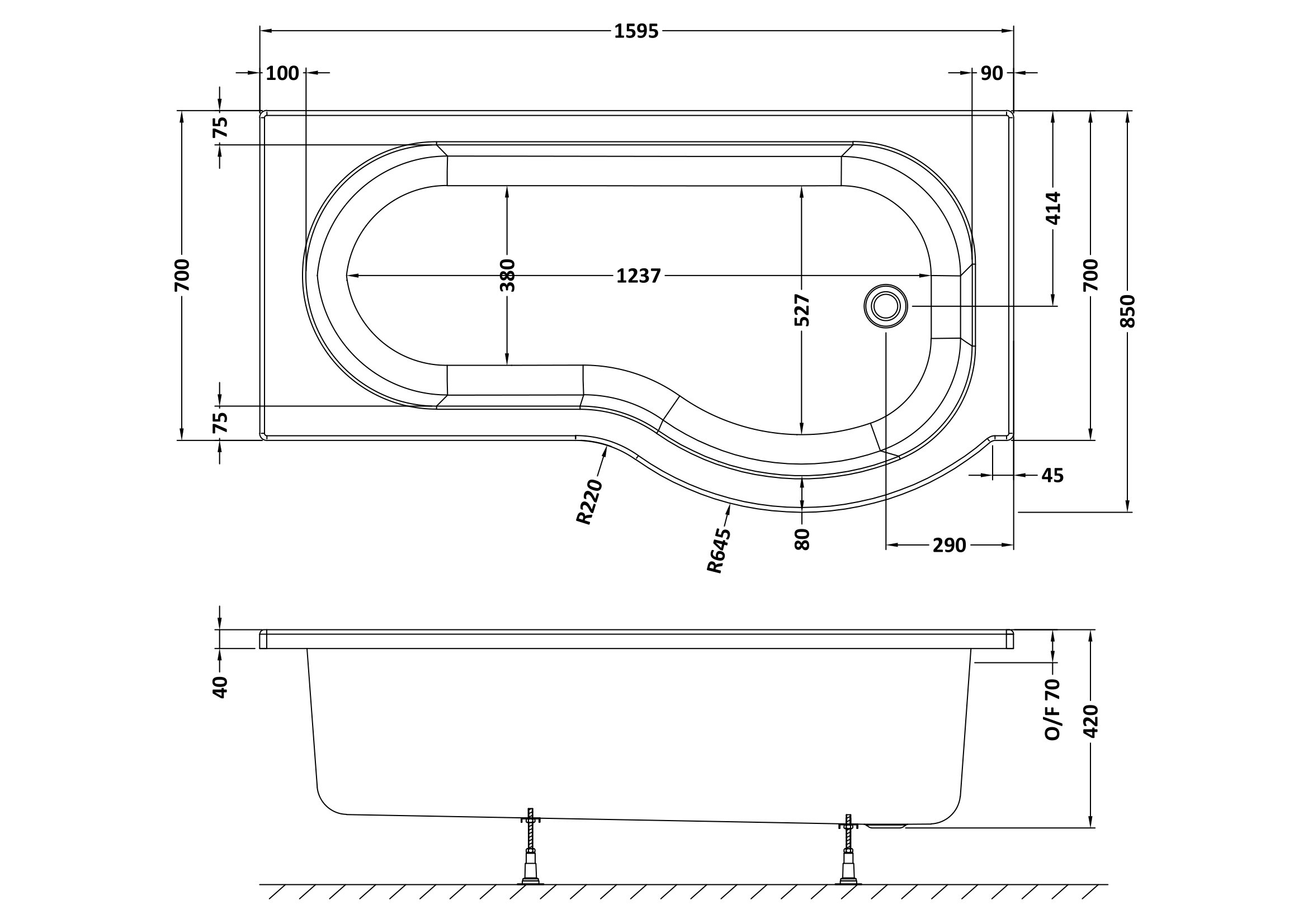 wbp1685r_baths_v1_ld.jpg 1600mm Right Hand P-Shaped Bath - Image 3