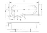 1700mm Left Hand P-Shaped Bath - Image 3