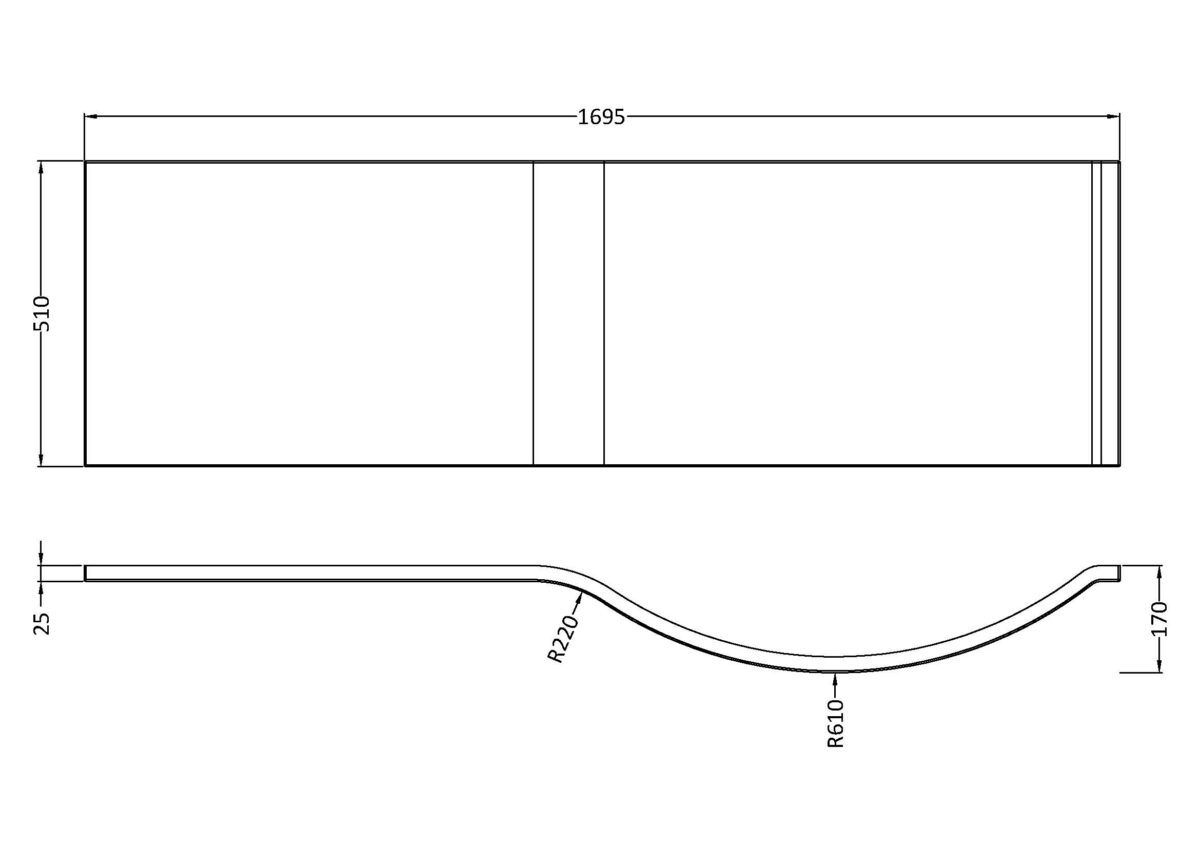 1700mm P shaped front panel - Image 3