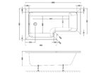 1500mm Left Hand Square Shower Bath - Image 2