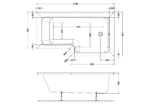 1500mm Right Hand Square Shower Bath - Image 2