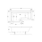 1600mm Left Hand Square Shower Bath - Image 2