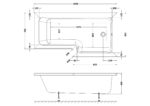 1600mm Right Hand Square Shower Bath - Image 2