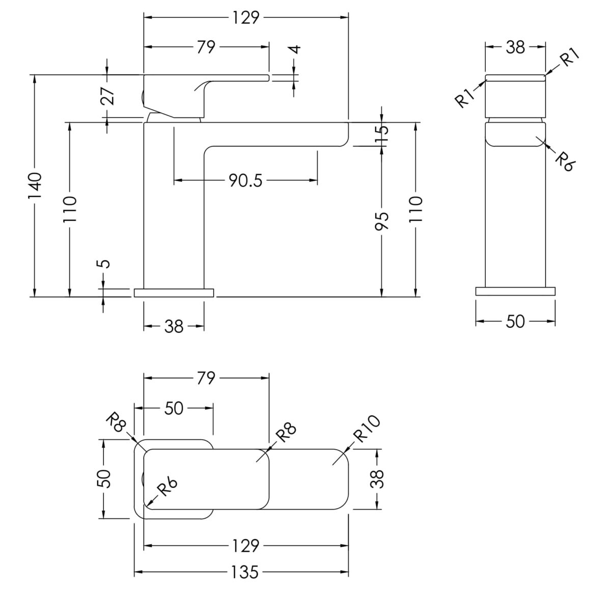 Mini Basin Mixer With Push Button Waste - Image 2