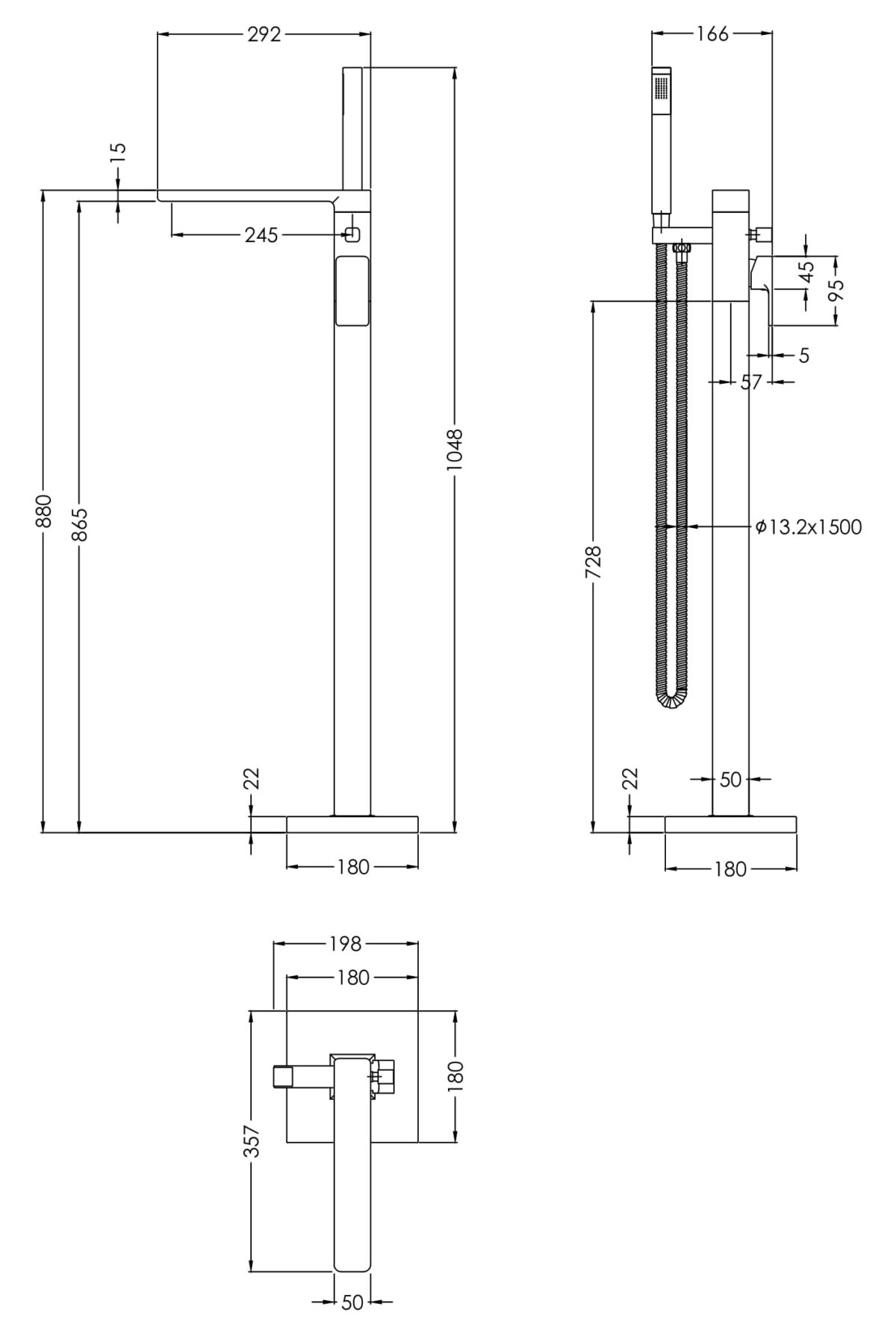Freestanding Bath Shower Mixer - Image 2