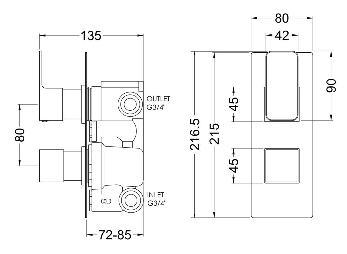 Twin Thermostatic Valve With Diverter - Image 3