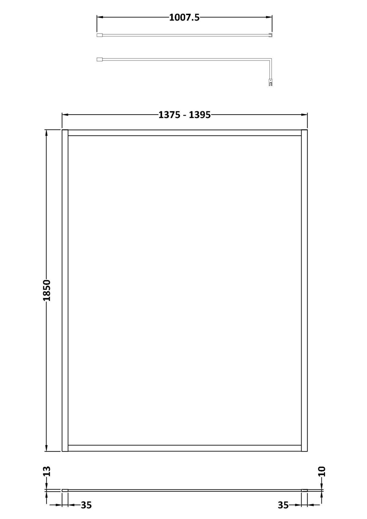 Full Outer Frame Wetroom Screen 1850x1400x8mm - Image 3