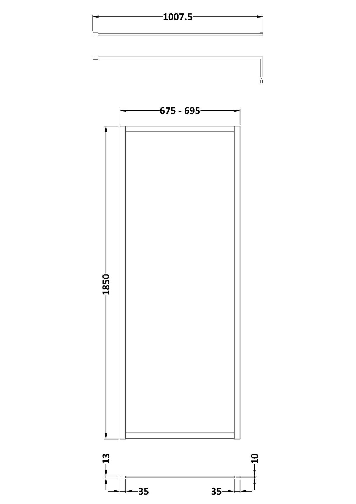 Full Outer Frame Wetroom Screen 1850x700x8mm - Image 3