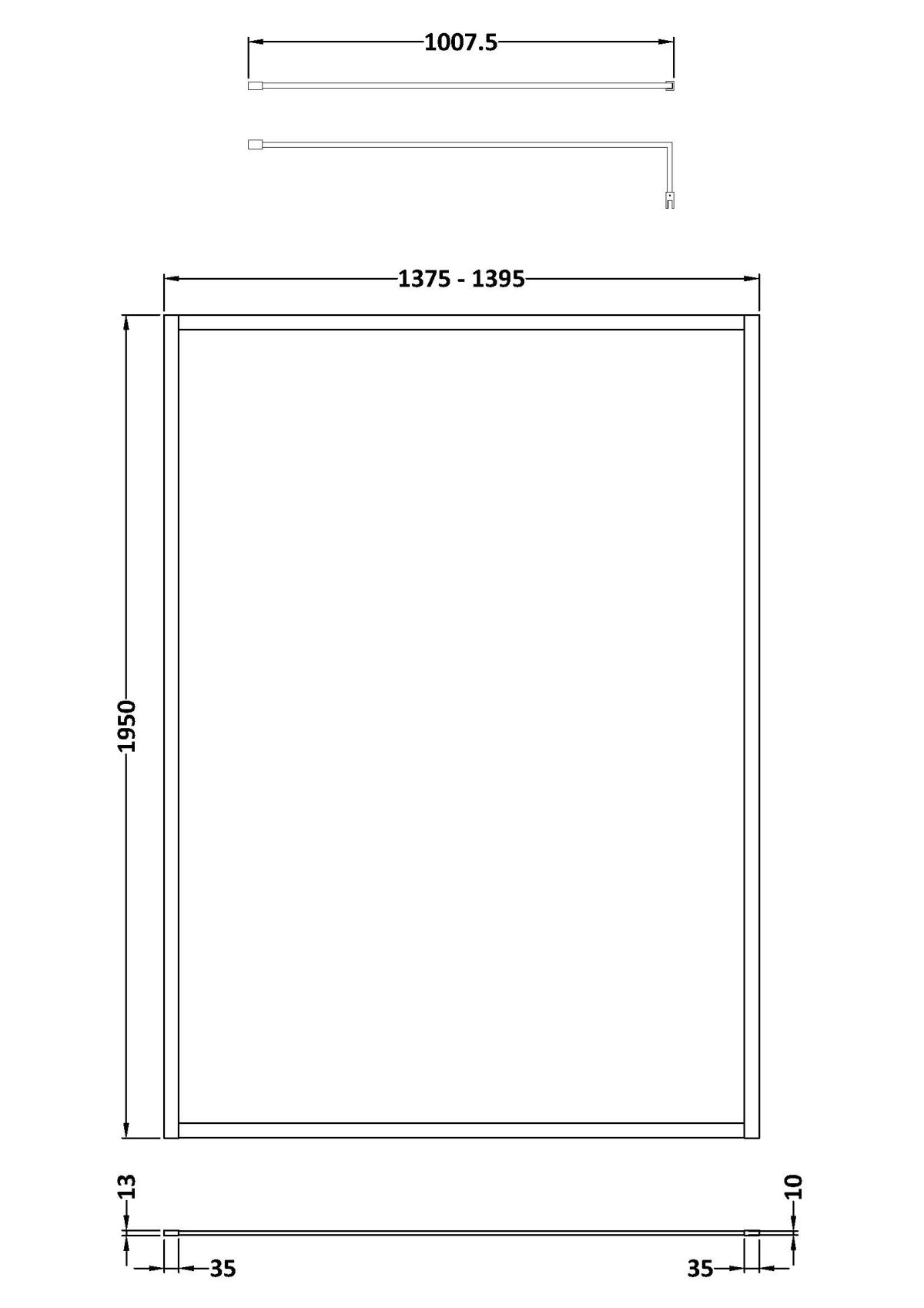 Full Outer Frame Wetroom Screen 1950x1400x8mm - Image 2