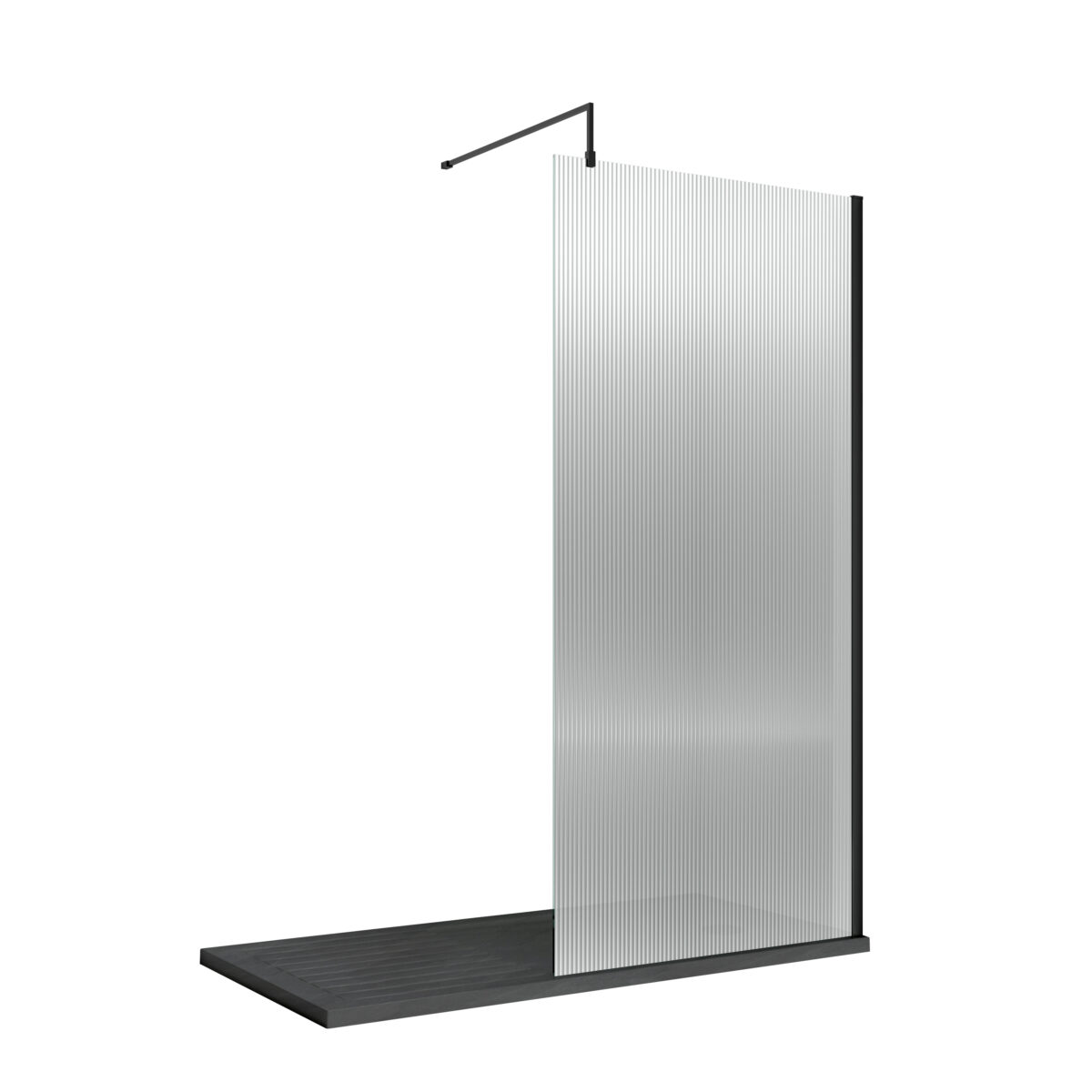 1000mm Fluted Wetroom Screen with Support Bar - Image 1