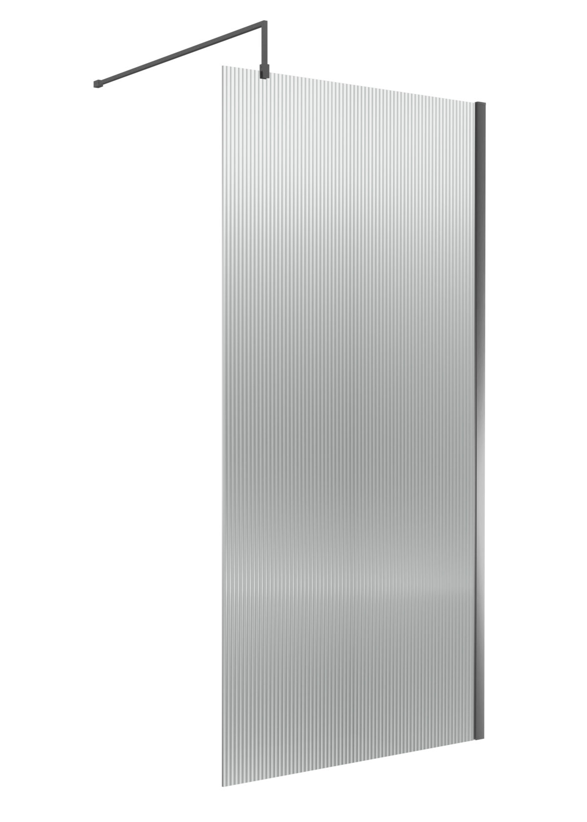 Fluted Wetroom Screen - 1850x1000mm - Brushed Pewter - Image 1