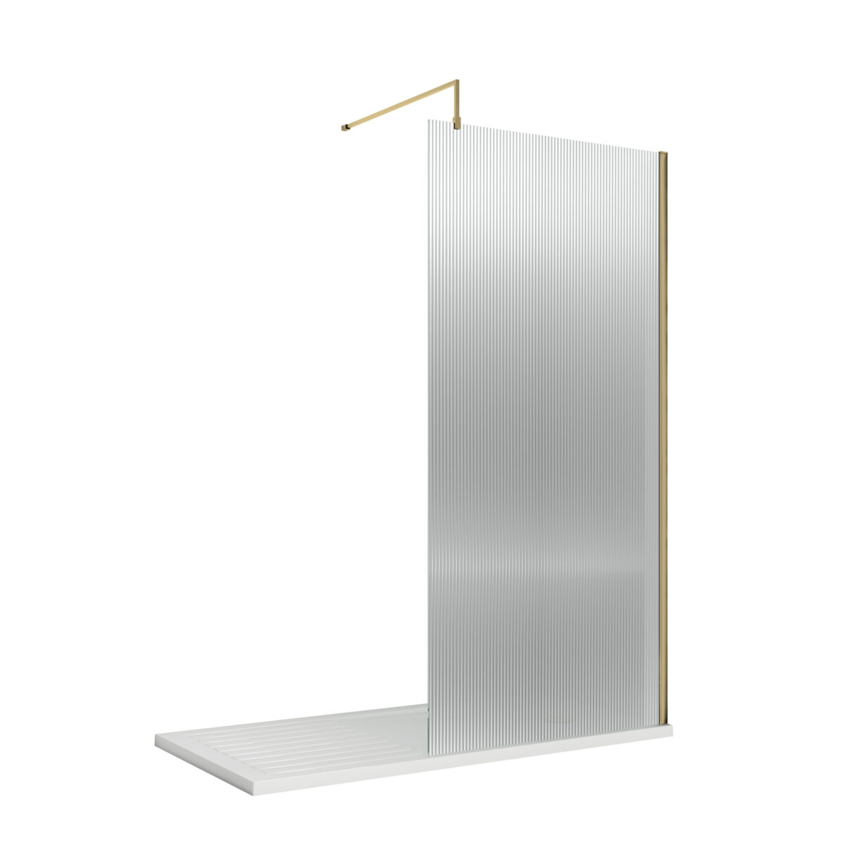 800mm Fluted Wetroom Screen with Support Bar - Image 1