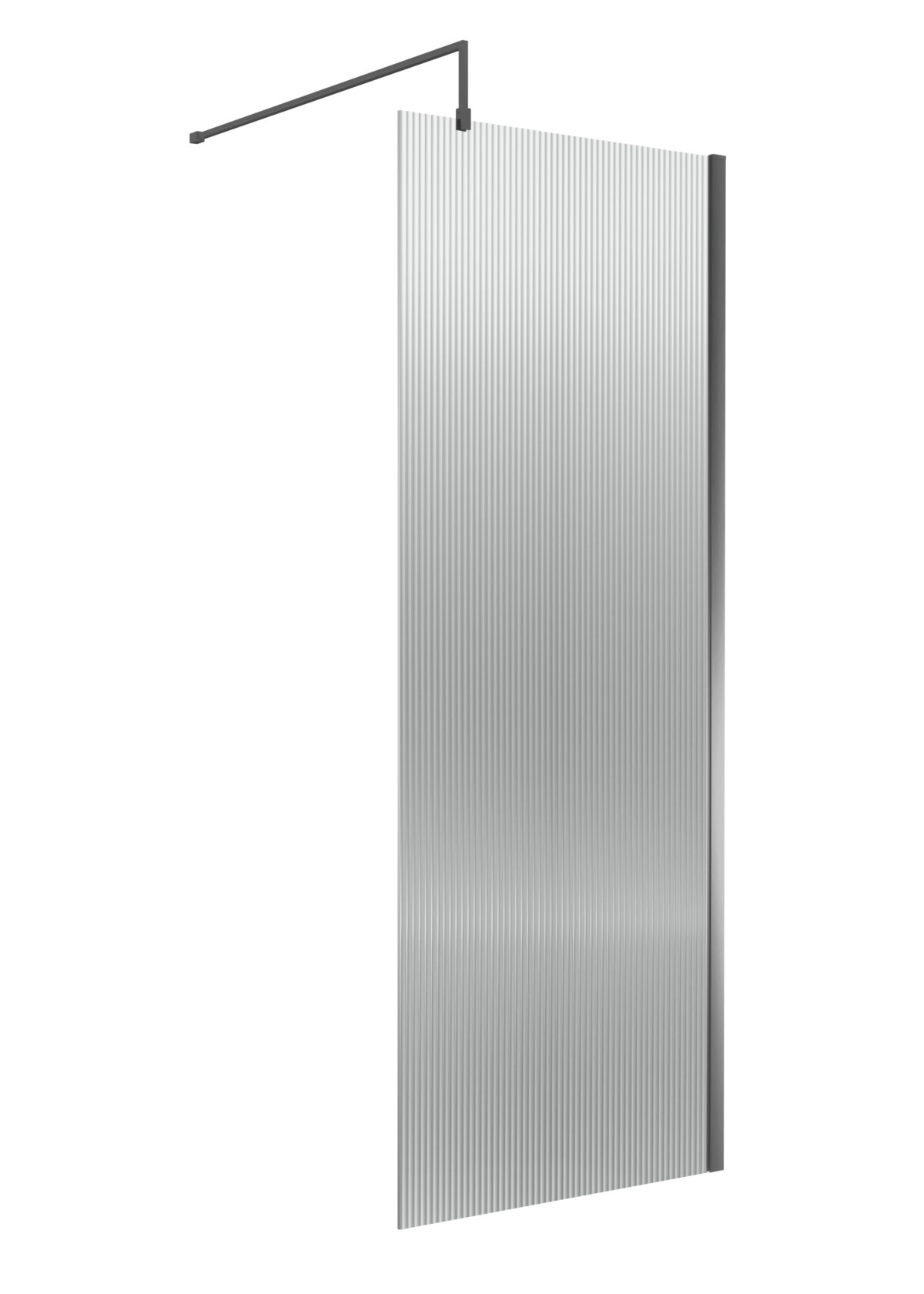 Fluted Wetroom Screen - 1850x800mm - Brushed Pewter - Image 1