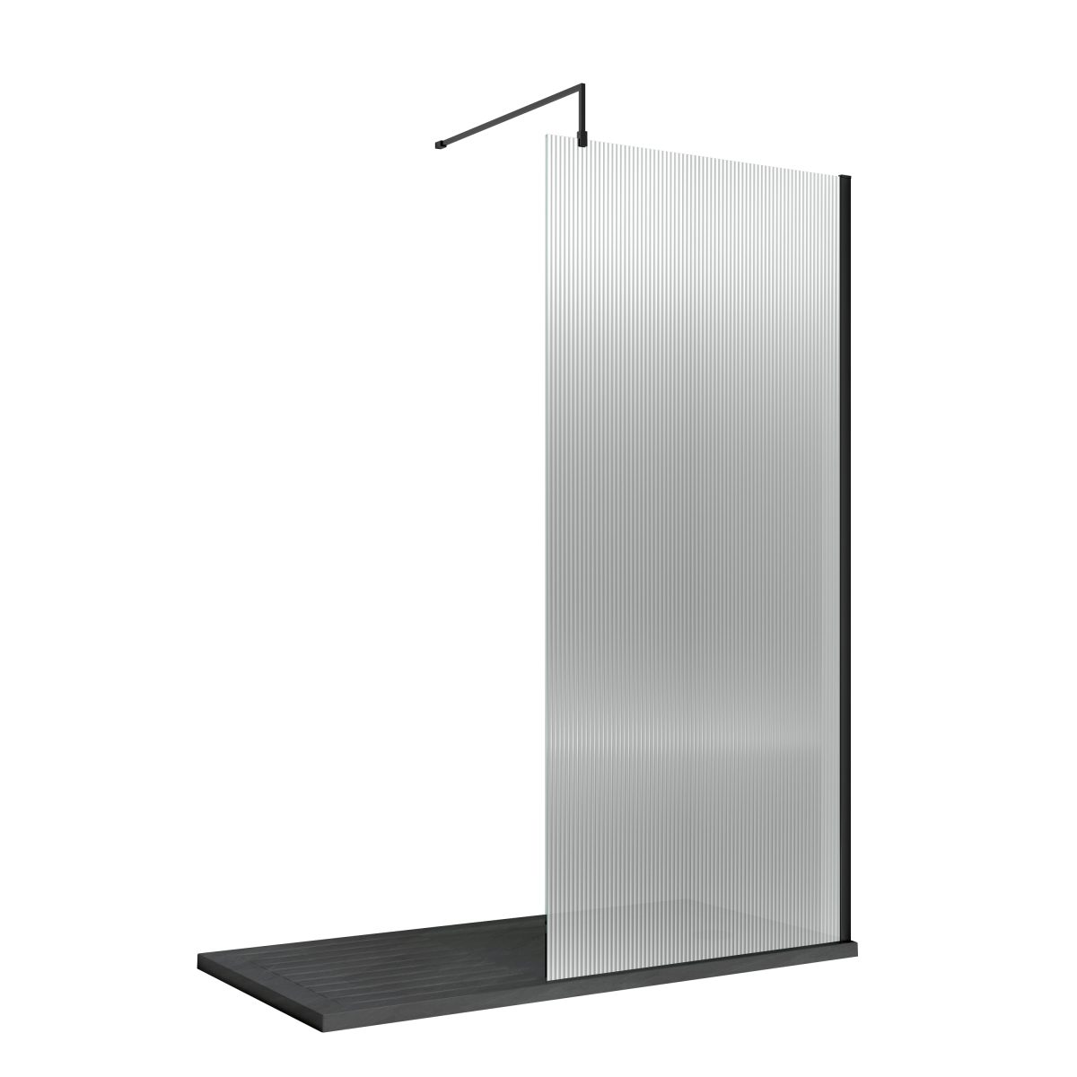 1000mm Fluted Wetroom Screen with Support Bar - Image 1