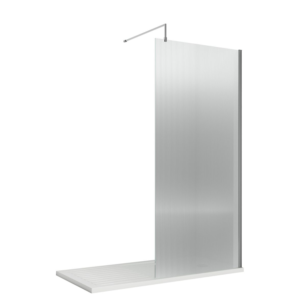 800mm Fluted Wetroom Screen with Support Bar - Image 1