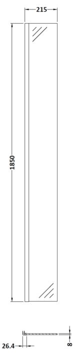 Wetroom Return Screen 215 x 1850mm - Image 3