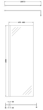 700mm Wetroom Screen & Support Bar - Image 2