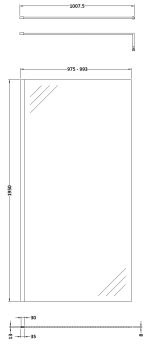 1000mm Wetroom Screen With Brass Support Bar - Image 3