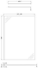 1400mm Wetroom Screen With Brass Support Bar - Image 3