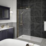 900mm Wetroom Screen With Brass Support Bar - Image 2