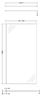 1000mm Wetroom Screen & Support Bar - Image 3