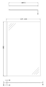 1200mm Wetroom Screen With Support Bar - Image 3