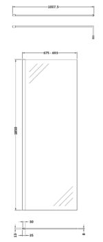 700mm Wetroom Screen With Support Bar - Image 3